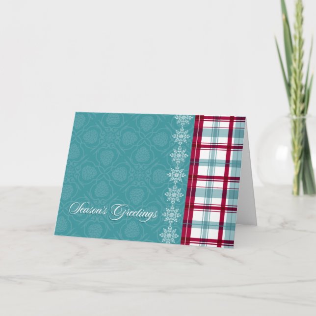 DECORATIVE PLAID Holiday Card (Front)