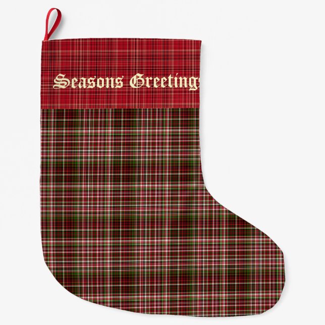  Decorative Plaid Large Christmas Stocking (Front)