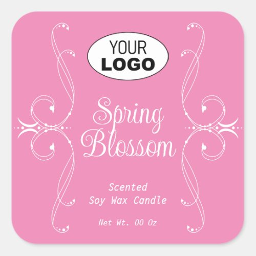 Decorative Plain Pastel Pink Flourish Ornate Square Sticker