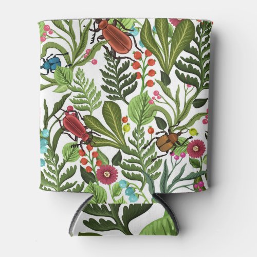 Decorative Plants and Insects Seamless Design Can Cooler