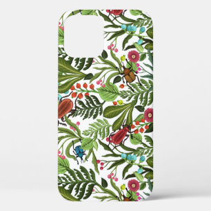 Decorative Plants and Insects: Seamless Design. iPhone 12 Case