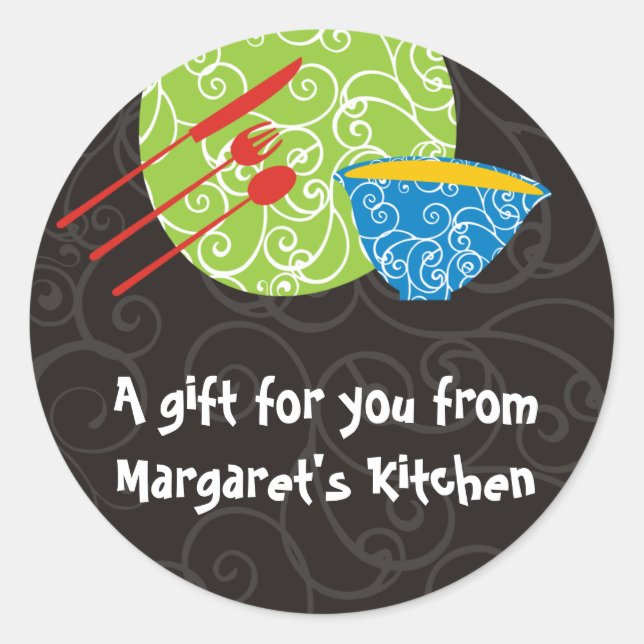 Decorative plate bowl utensils from my kitchen ... classic round sticker (Front)