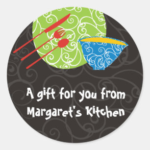 Decorative plate bowl utensils from my kitchen ... classic round sticker