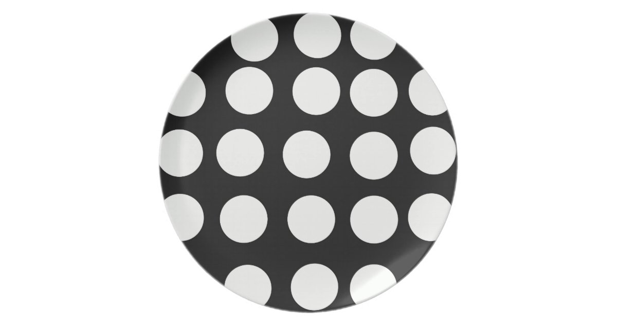 Decorative Plates Black And White Polka Dots Zazzle Com