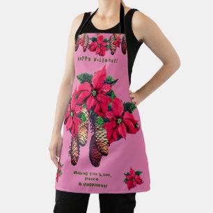 Decorative Poinsettia Pinecone Apron