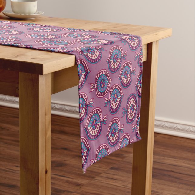 Decorative Pomegranate Pink Pattern    Short Table Runner (In Situ)