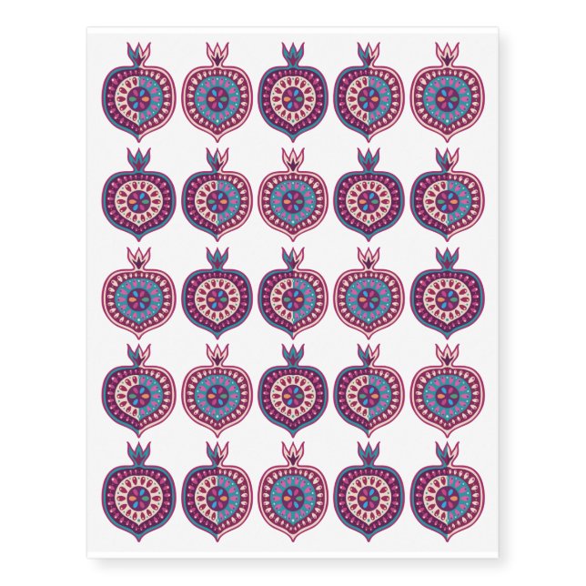Decorative Pomegranates Fruit Set   Temporary Tattoos (Front)
