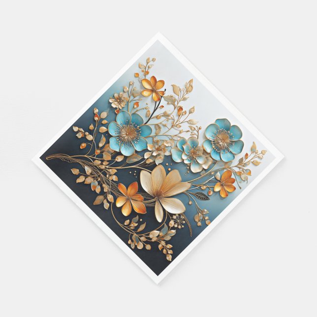 Decorative Porcelain-Look Flower Pattern Napkins (Corner)