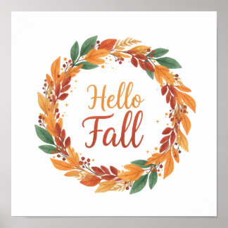 Decorative Poster with Hello Fall