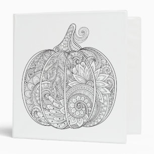 Decorative Pumpkin Doodle 3 Ring Binder