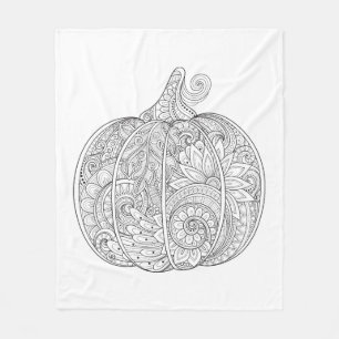 Decorative Pumpkin Doodle Fleece Blanket