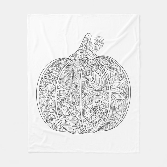 Decorative Pumpkin Doodle Fleece Blanket (Front)