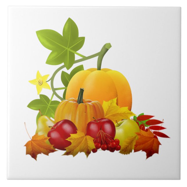 Decorative Pumpkin Harvest Ceramic Tile (Front)