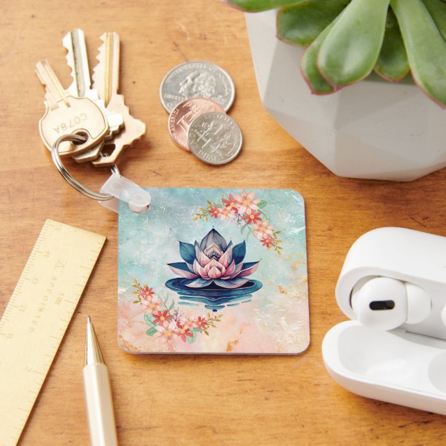 Decorative Purity, Delicate Botanical Art Keychain (Desk)