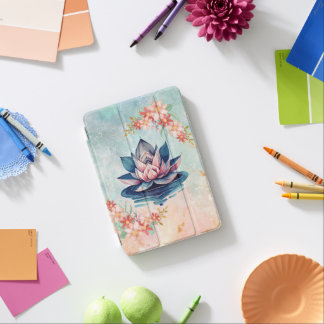 Decorative Purity – Pink & Green Lotus Art iPad Mini Cover
