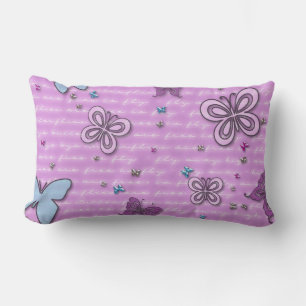 Decorative Purple and Blue Butterfly Lumbar Pillow