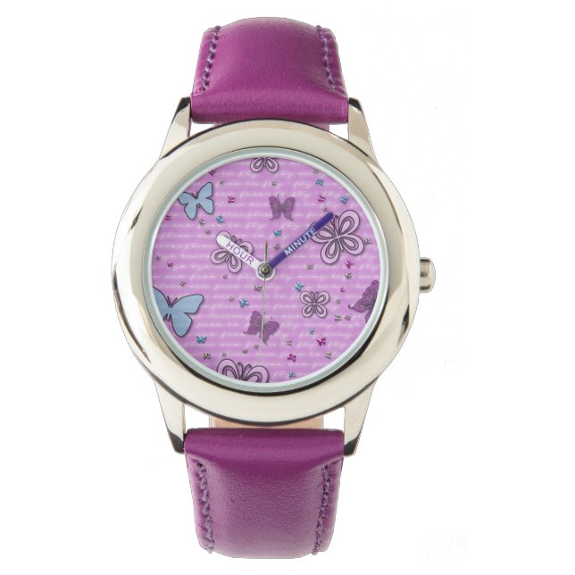 Decorative Purple and Blue Butterfly Watch (Front)