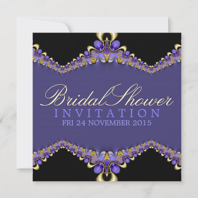 Decorative Purple Bridal Shower Party Invitation (Front)