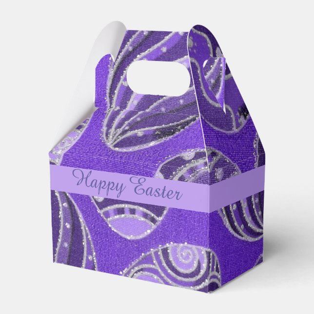Decorative Purple Easter Eggs Gable Favor Box (Front Side)