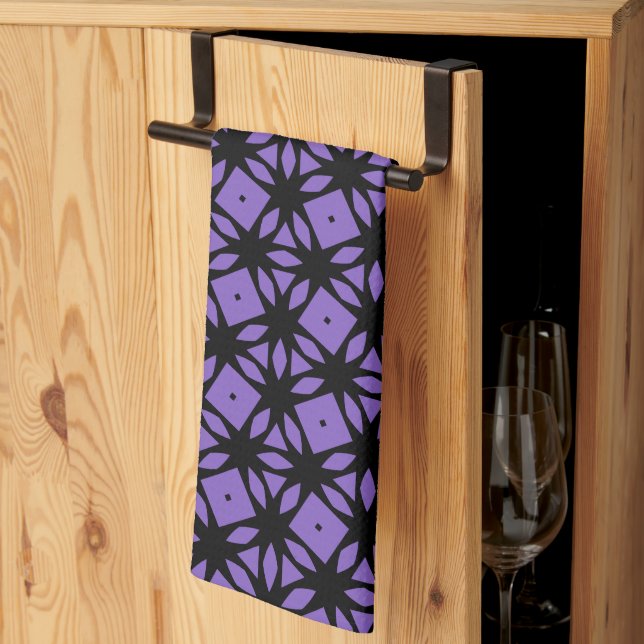 Decorative Purple Kitchen Towel (Thirds Fold)