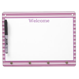 Decorative Purple Stripe Dry Erase Board With Keychain Holder