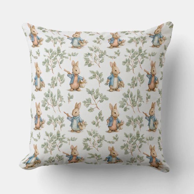 Decorative Rabbit Pattern Throw Pillow (Front)
