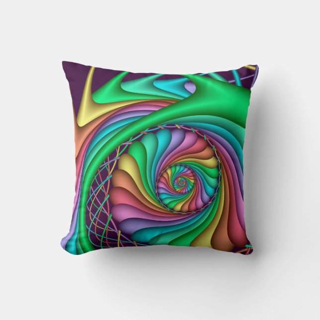 Decorative Rainbow Spiral Pillow (Front)
