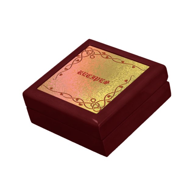 Decorative Recipe Red and Gold Abstract Gift Box (Side)