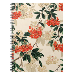 Decorative red and white berries design notebook