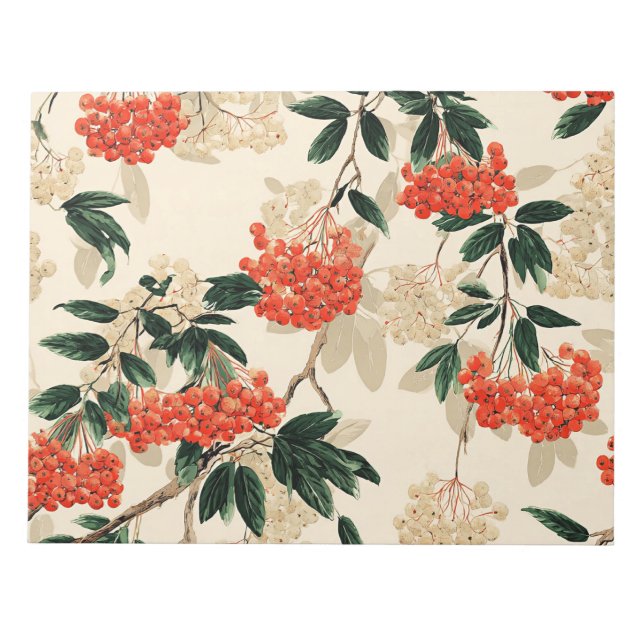 Decorative Red and White Berry Pattern Notepad (Front)