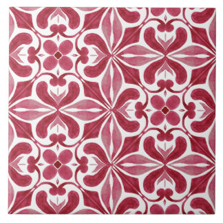 Decorative Red Azulejo Tile Patchwork Pattern