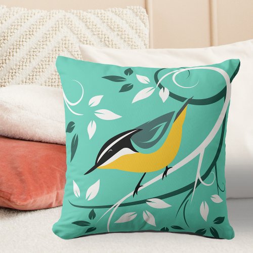 Decorative Red Breasted Nuthatch Throw Pillow