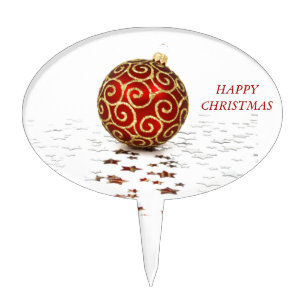 Decorative Red Christmas Balls Cake Topper