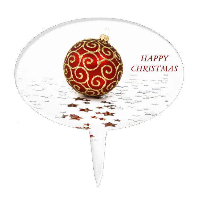 Decorative Red Christmas Balls Cake Topper (Front)