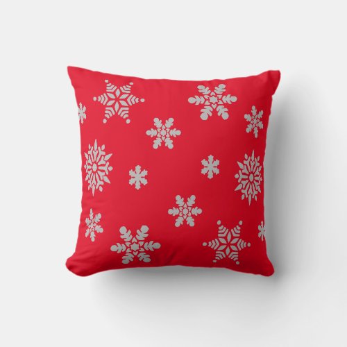 Decorative Red Crystal Snowflake Merry Christmas Throw Pillow