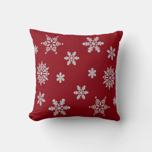 Decorative Red Crystal Snowflake Merry Christmas Throw Pillow