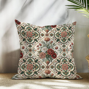 Decorative Red Floral Romantic Shabby Chic Style Throw Pillow