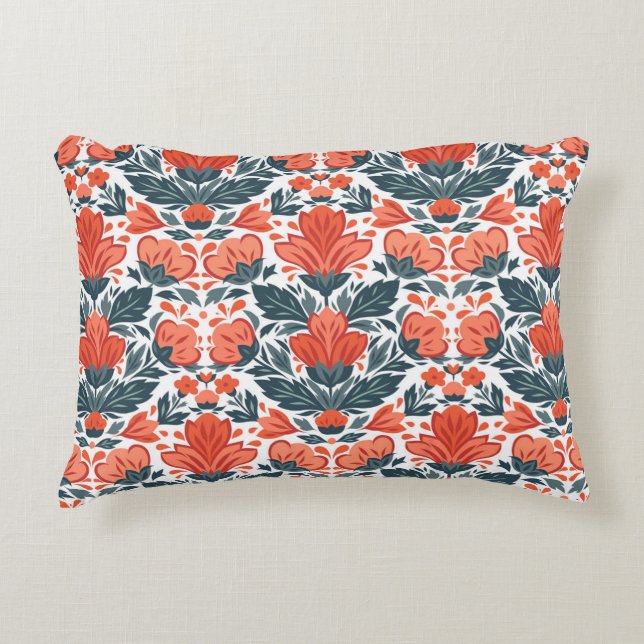 Decorative red flowers accent pillow (Front)