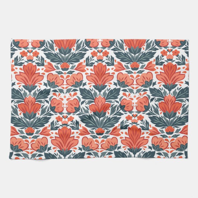 Decorative red flowers kitchen towel (Horizontal)