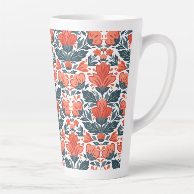 Decorative red flowers latte mug (Right)