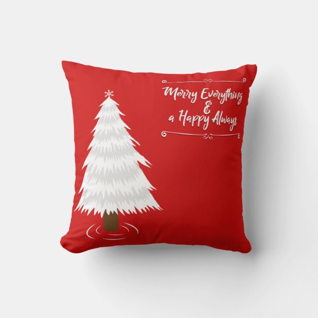 Decorative Red Glitter Snowflakes Merry Christmas  Throw Pillow (Front)
