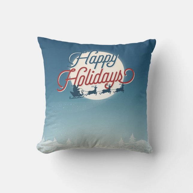 Decorative Red Glitter Snowflakes Merry Christmas Throw Pillow (Front)