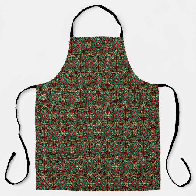 Decorative Red Green Holiday Apron (Front)