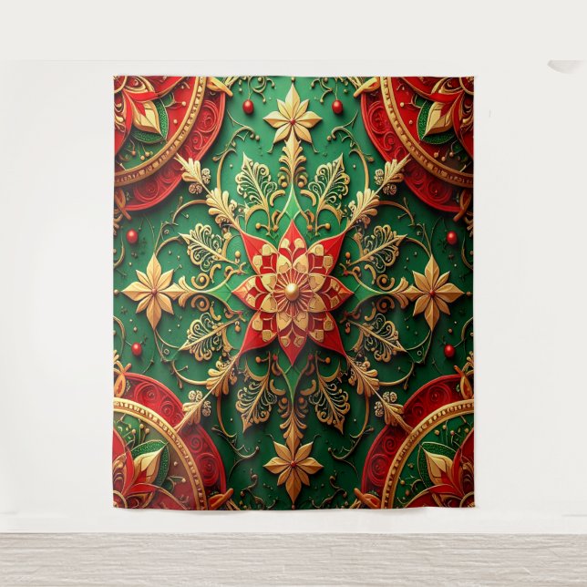 Decorative Red Green Holiday Backdrop (Front)