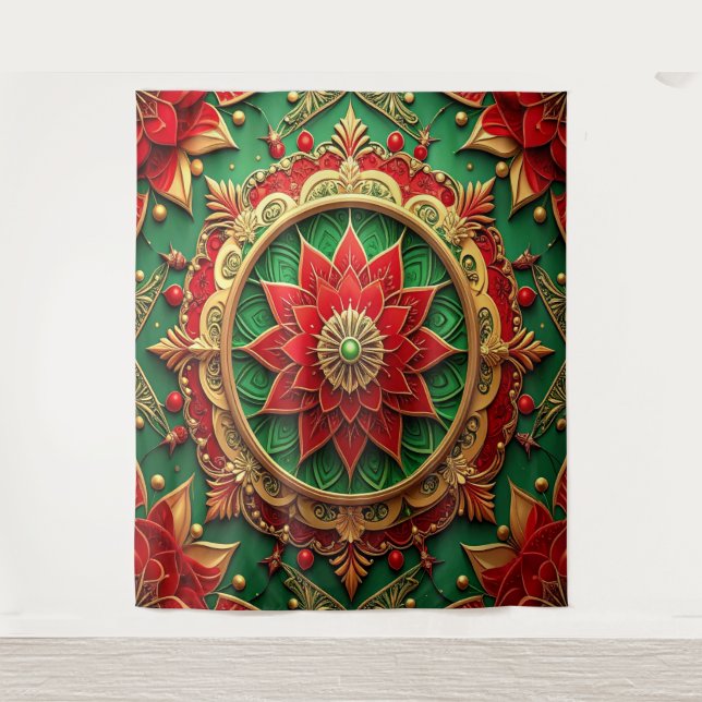 Decorative Red Green Holiday Backdrop (Front)