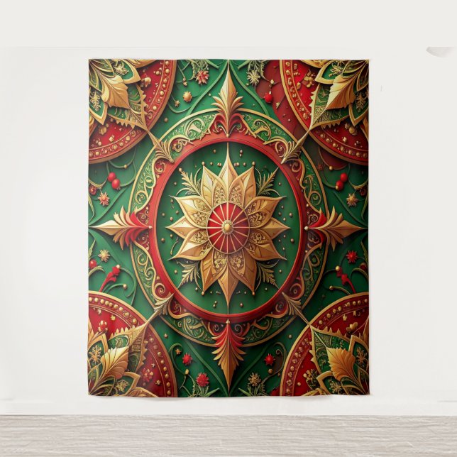 Decorative Red Green Holiday Backdrop (Front)