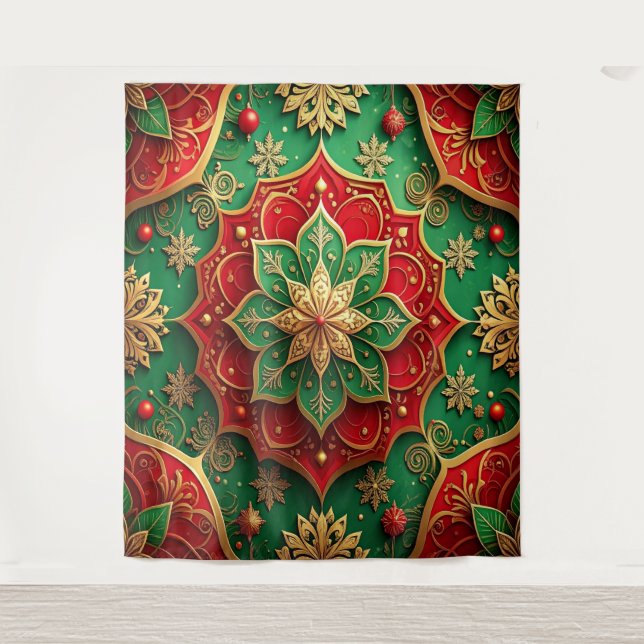 Decorative Red Green Holiday Backdrop (Front)