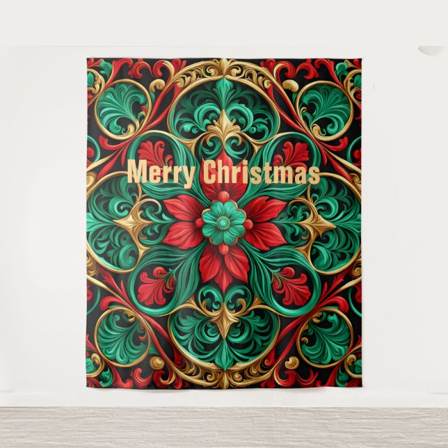 Decorative Red Green Holiday Backdrop (Front)