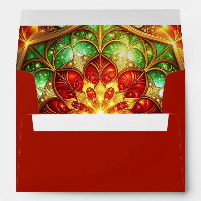 Decorative Red Green Holiday Envelope (Back (Bottom))