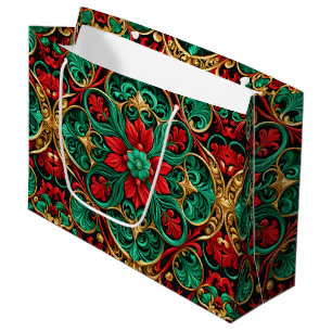 Decorative Red Green Holiday Gift Bag